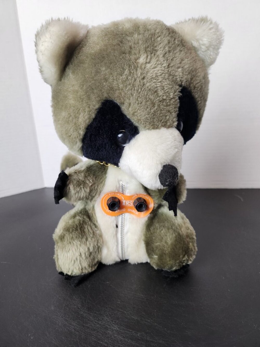 Vintage 70s Radio Shack Raccoon Plush AM Radio Stuffed Animal Korea